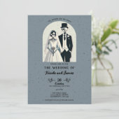 Graue Skelettbrücke Halloween Gotische Hochzeit Einladung (Stehend Vorderseite)