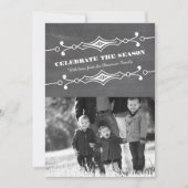 Graue Slanted Chalkboard Holiday Foto Flat Card Einladung (Vorderseite)