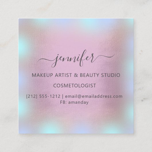 Graue Smoky Blue Ombre Beruflich Makeup Rose Quadratische Visitenkarte (Rückseite)