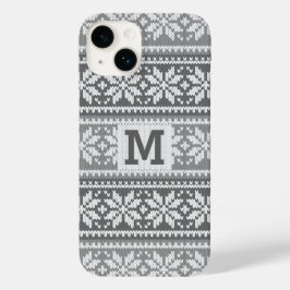 Graue Snowflake Imitate Strick Sweater Pattern Mon Case-Mate iPhone 14 Hülle