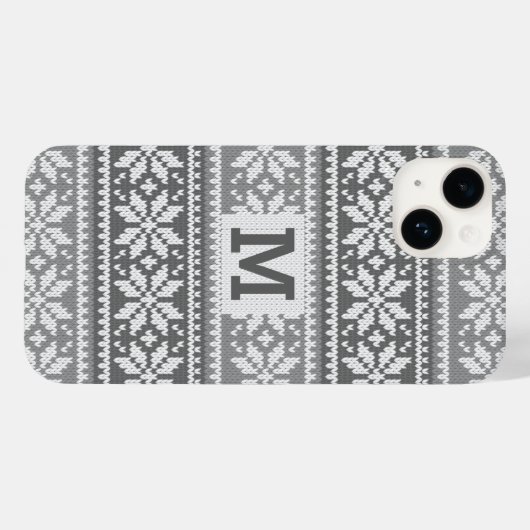 Graue Snowflake Imitate Strick Sweater Pattern Mon Case-Mate iPhone Hülle (Rückseite (Horizontal))