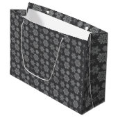 Graue Snowflake Weihnachtsdesigns Geschenktasche Große Geschenktüte (Vorderseite Schrägansicht)
