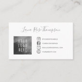 Graue Social Media Icons Foto & Logo Visitenkarte (Vorderseite)