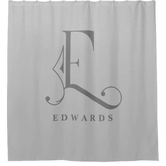 Graue Sophisikation mit elegantem Monogramm E Cust Duschvorhang (Vorderseite)