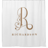 Graue Sophisikation mit elegantem Monogramm R Cust Duschvorhang (Vorderseite)