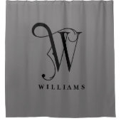 Graue Sophisikation mit elegantem Monogramm W Cust Duschvorhang (Vorderseite)