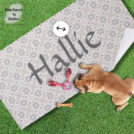 Graue spanische Fliesen-Hundetuch mit Personalisie Badehandtuch