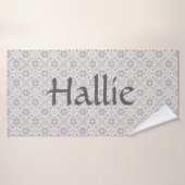 Graue spanische Fliesen-Hundetuch mit Personalisie Badehandtuch (Badehandtuch)