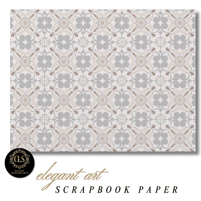Graue spanische Fliesenmuster-Schreibmappe-Papier  (Scrapbook Paper – Spanish Tile Pattern)
