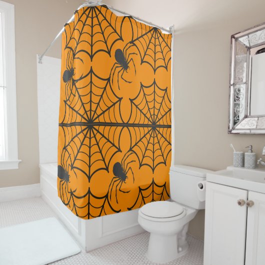 graue Spider WebHalloween Duschvorhang (Beispiel)