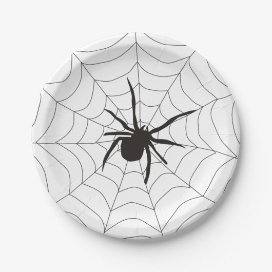 graue Spider WebHalloween Pappteller (Vorderseite)