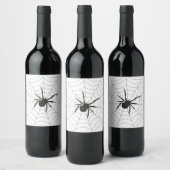graue Spider WebHalloween Weinetikett (Flaschen)