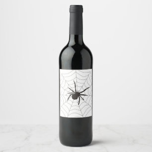 graue Spider WebHalloween Weinetikett