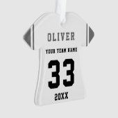 Graue Spielername Teamname Sportkids halten an Ornament (Vorderseite)