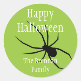 Graue Spinne halloween individuelle Name Runder Aufkleber