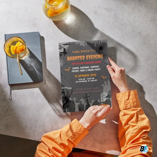 Graue Spooky Spuk Mansion Thema Halloween-Party Einladung