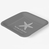 Graue Starfish Hochzeitspapier-Teller Pappteller (Gewinkelt)