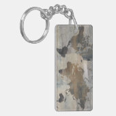 Graue Steinkarte der Welt Schlüsselanhänger (Vorderseite links)