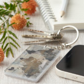 Graue Steinkarte der Welt Schlüsselanhänger (Vorderseite rechts)