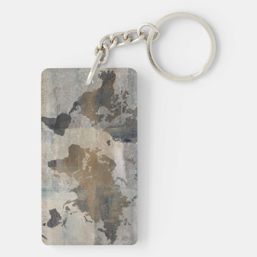 Graue Steinkarte der Welt Schlüsselanhänger (Rückseite)