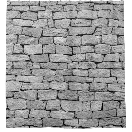 Graue Steinmauer, abstrakter Hintergrund. Duschvorhang (Vorderseite)