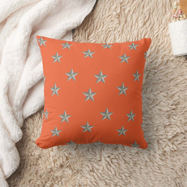 Graue Sterne auf Orange Kissen (Decke)