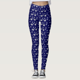 Graue Sterne und dunkelblauer, moderner Chic Leggings
