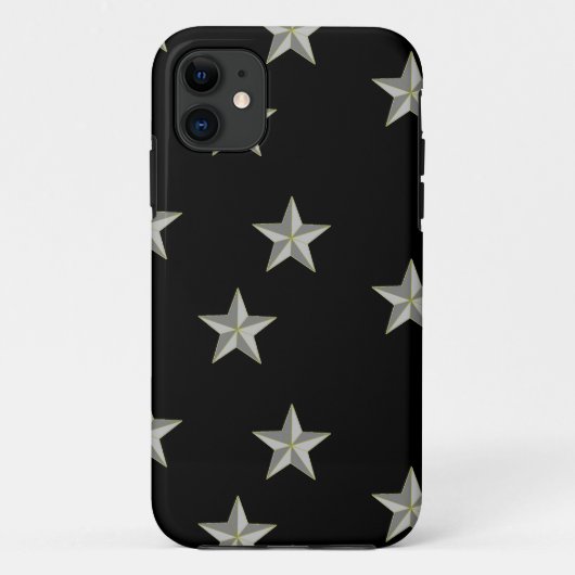 Graue Sternmuster auf schwarz Case-Mate iPhone Hülle (Rückseite)