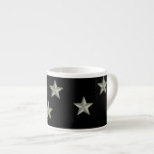 Graue Sternmuster auf schwarz Espressotasse (Vorderseite Rechts)