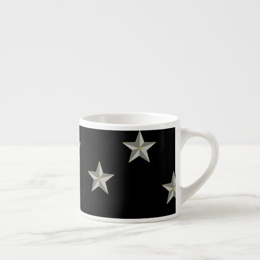 Graue Sternmuster auf schwarz Espressotasse (Rechts)