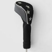 Graue Sternmuster auf schwarz Golf Headcover (angewinkelt)