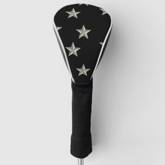 Graue Sternmuster auf schwarz Golf Headcover (Vorderseite)