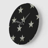 Graue Sternmuster auf schwarz Große Wanduhr (Winkel)