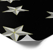 Graue Sternmuster auf schwarz Poster (Ecke)
