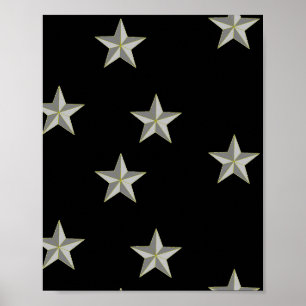 Graue Sternmuster auf schwarz Poster