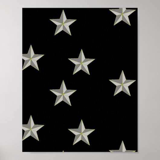 Graue Sternmuster auf schwarz Poster (Vorne)