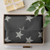 Graue Sternmuster auf schwarz Seidenpapier (Geschenk)