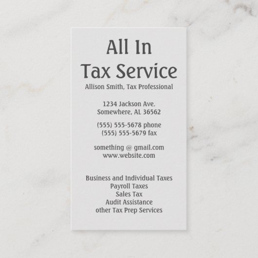 Graue Steuerberatung Visitenkarte (Rückseite)