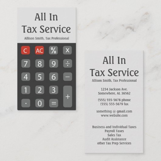 Graue Steuerberatung Visitenkarte (Vorne/Hinten)
