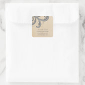 Graue stilvolle Swirls Save-the-Date-Aufkleber Quadratischer Aufkleber (Tasche)