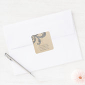 Graue stilvolle Swirls Save-the-Date-Aufkleber Quadratischer Aufkleber (Umschlag)