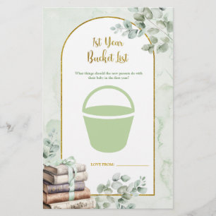 Graue Storybook 1. Jahr Bucket List Games Card