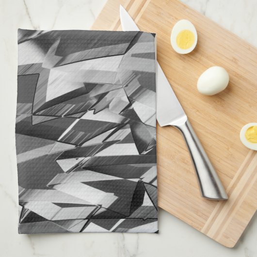 Graue Streifen auf einem schwarzen, tropfenden Bil Geschirrtuch (Viertel Falte)