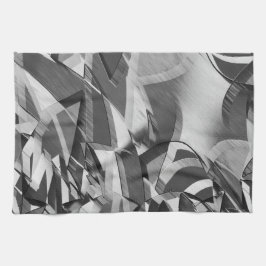 Graue Streifen auf einem schwarzen, tropfenden Bil Geschirrtuch