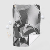 Graue Streifen auf einem schwarzen, tropfenden Bil Golfhandtuch (Insitu)