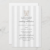 Graue Streifen & braune Damasken Einladung zur Hoc (Vorne/Hinten)