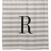 Graue Streifen große Monogramm | Bauernhof Badezim Duschvorhang (Vorderseite)
