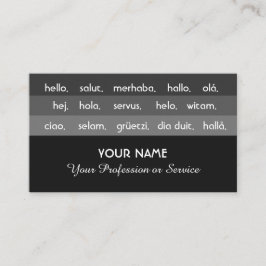 Graue Streifen, internationale Sprachen hallo Visitenkarte