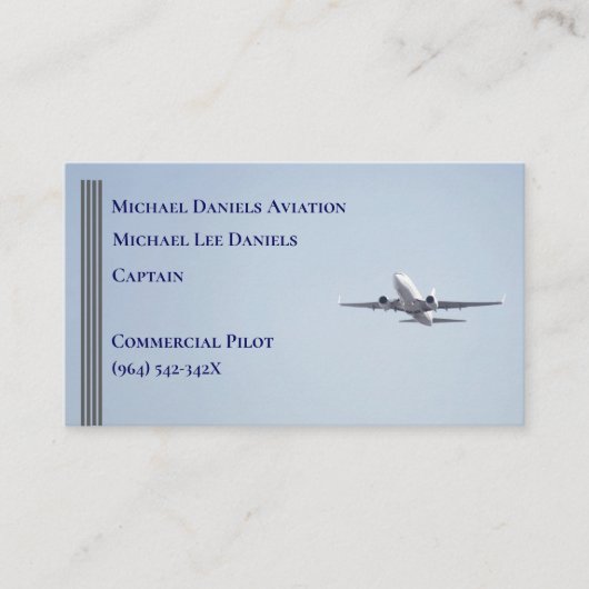 Graue Streifen Kommerzieller Flugzeugkapitän Pilot Visitenkarte (Vorderseite)