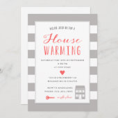 Graue Streifen Party Einladung (Vorne/Hinten)